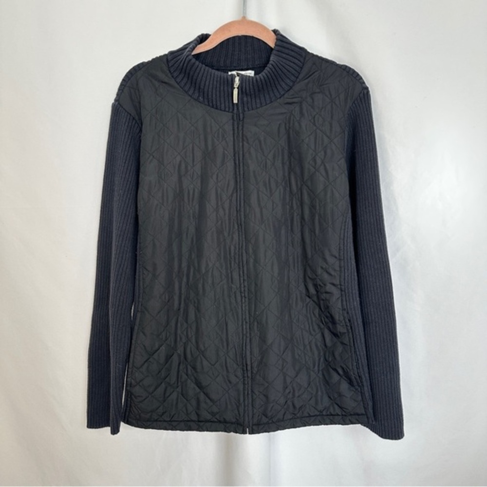 Croft & Barrow Black Zip Up Quilted Sweater Cardigan Jacket Womens Size 2X